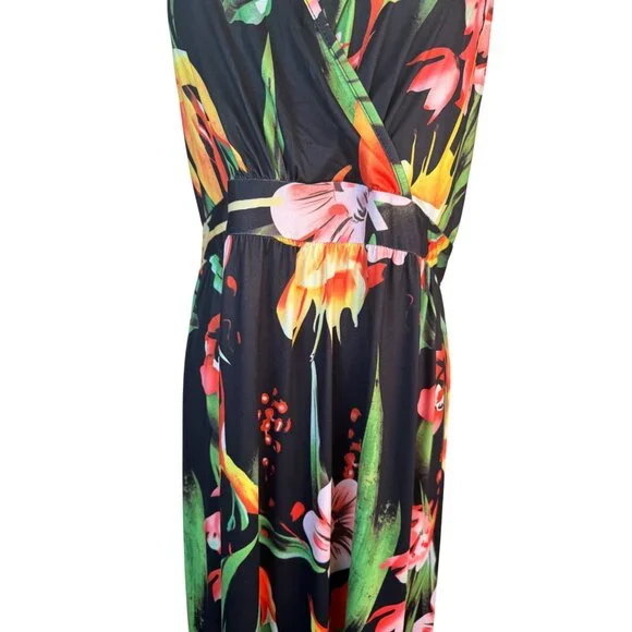 2/$50 NEW Bohemian XL Floral V-Neck Maxi Dress With Cross Back Straps - Picture 6 of 16